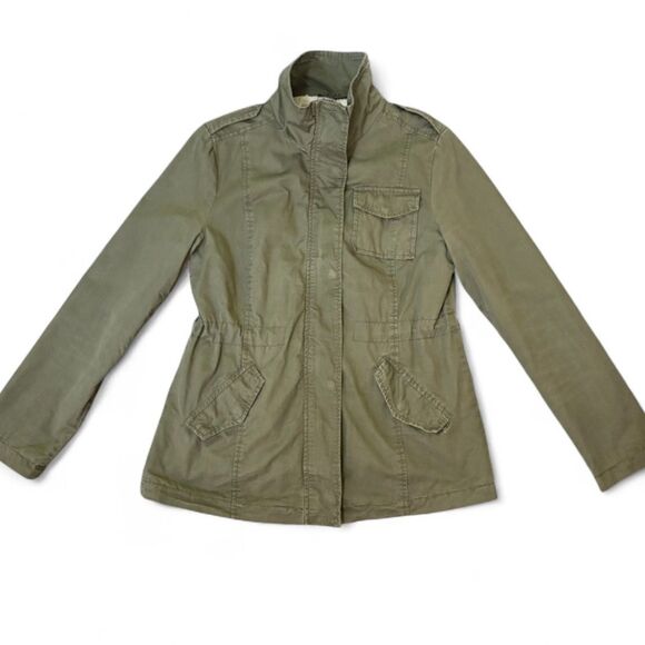 Ambiance Olive Green, Faux Sherpa Lined Utility Military Jacket, Size M - Picture 1 of 10